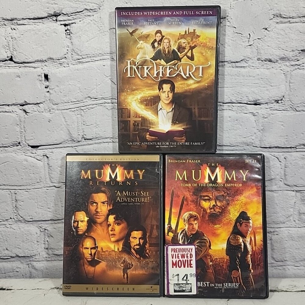 Brendan Fraser Movies DVD Lot‎ Inkheart Mummy Returns Tomb Of The Dragon Emperor